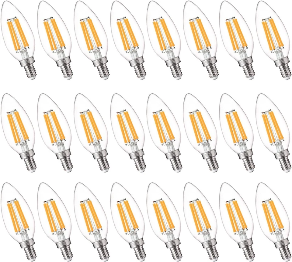 24-Pack Dimmable E12 LED Candelabra Bulbs - 100W Equivalent, Soft White (2700K) - Image 3 of 4