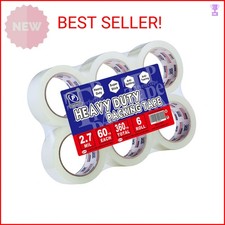 P PERFECTAPE Heavy Duty Packing Tape 6 Rolls, Total 360Y, Clear, 2.7 mil, 1.88 i
