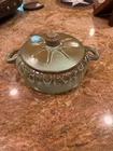 Frankoma 94V Brands bean pot casserole dish with lid green