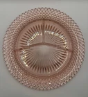 Lot Of 8 Anchor Hocking Miss America Pink Glass Divided Dinner Plate 10”