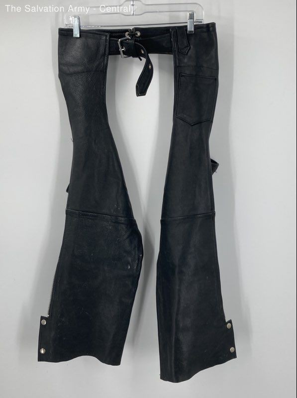 First Womens Black Genuine Leather Adjustable Waist Riding Chaps Pants Size 2XS