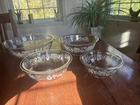 Set Of 4 VTG PYREX White Lace, Daisy, Colonial Clear Nesting Mixing Bowls 1988