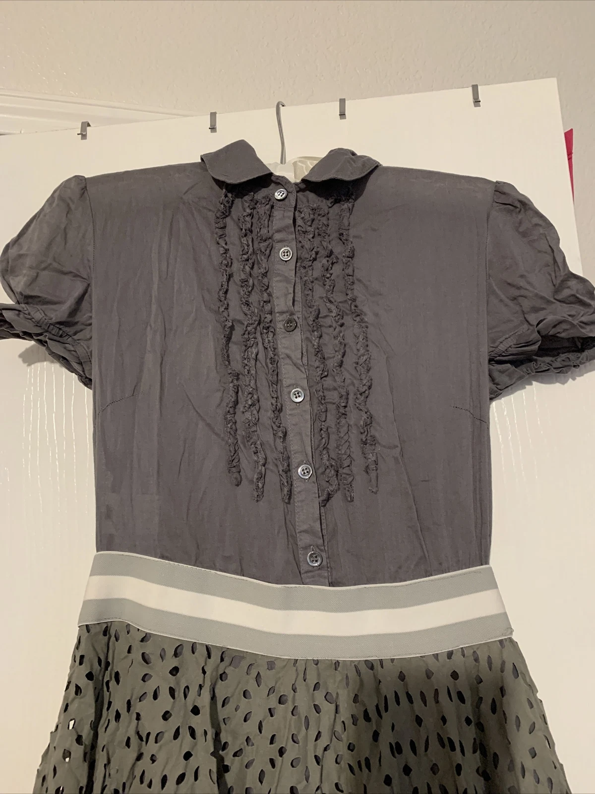 alexander mcqueen a line abito fantasia con volant eur 42 US 6 colletto abbottonato