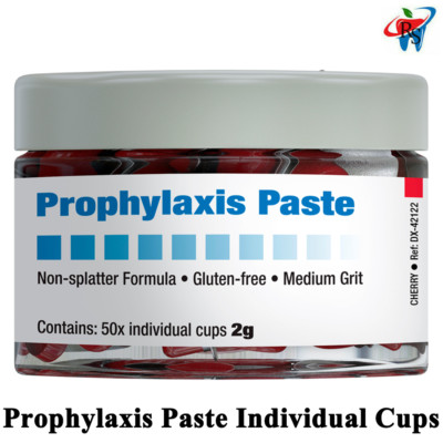 Dental Prophylaxis Paste 50x Individual Cups 2g Cherry Minimum Abrasion