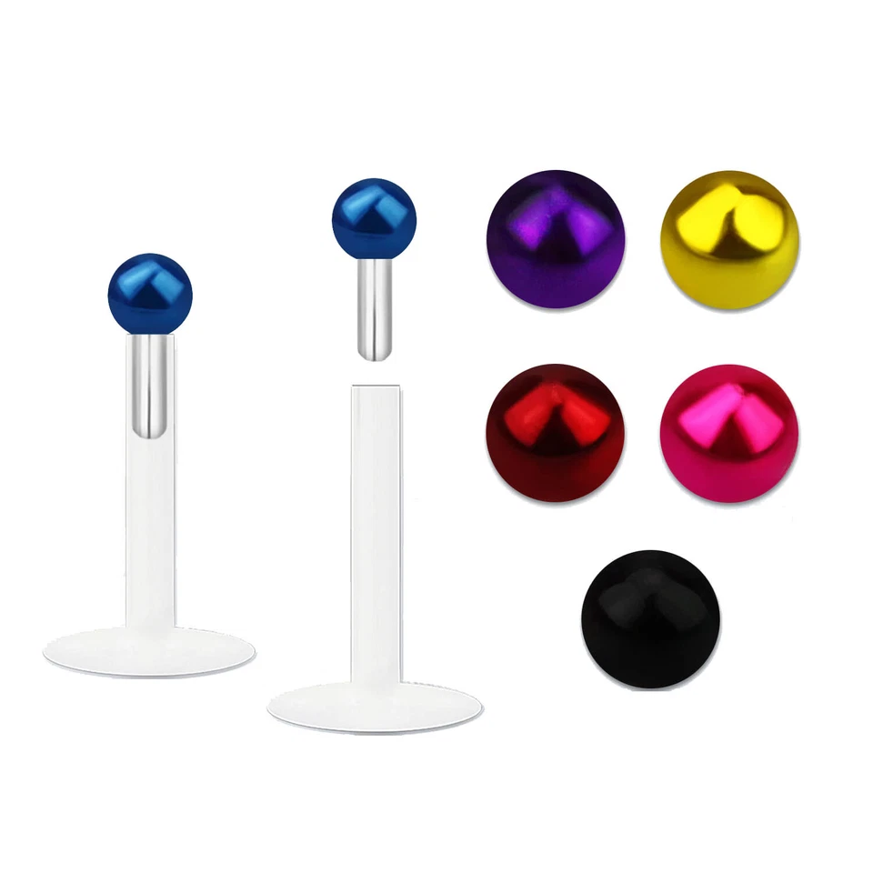 Lippenpiercing Perle Metallic Bioflex PTFE 1,2 x 8 mm Helix Tragus Labret - Bild 1 von 1