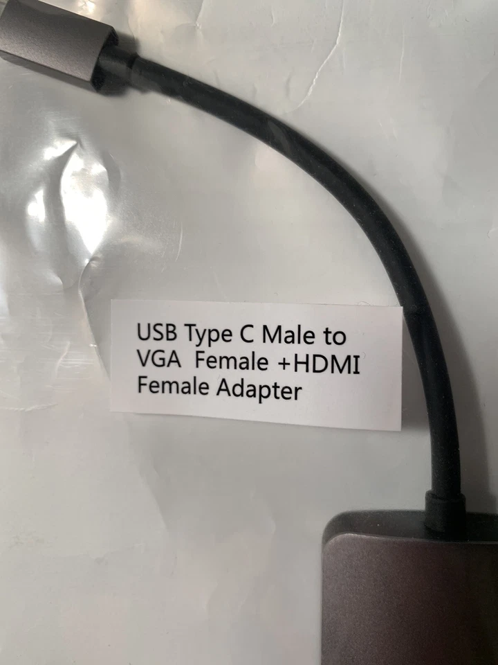 4inch USB 3 Type C Male to VGA Female Adapter Cable New - Image 2 of 4