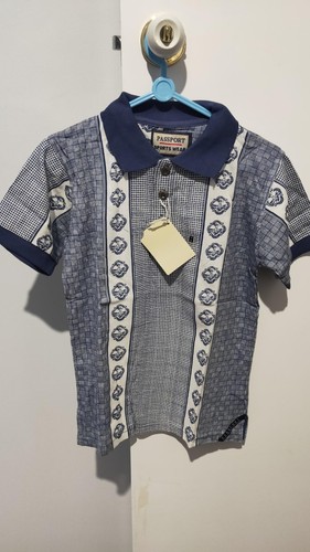 BNWOT "PASSPORT SPORTSWEAR" BOYS BLUE / WHITE POLO TOP ** SIZE 8 - 10