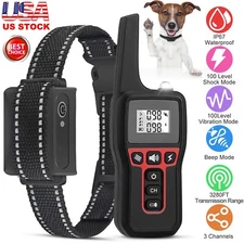 1093 Yard Remote Dog Shock Training Collar Rechargeable Waterproof Pet Trainer