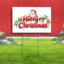 Santa Claus Merry Christmas elf snowman Vinyl Yard Sign Many Sizes