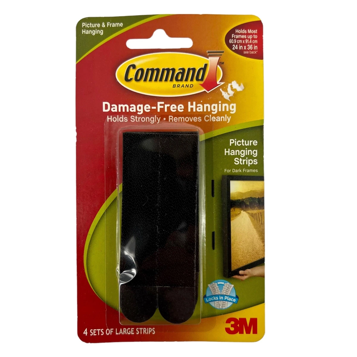 3M Command Large Picture Hanging Adhesive Strips 3-5/8in L Foam 4