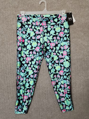 Under Armour HeatGear Armour Print Ankle Crop Pants Youth Girls XL Fitted NEW - Picture 2 of 6