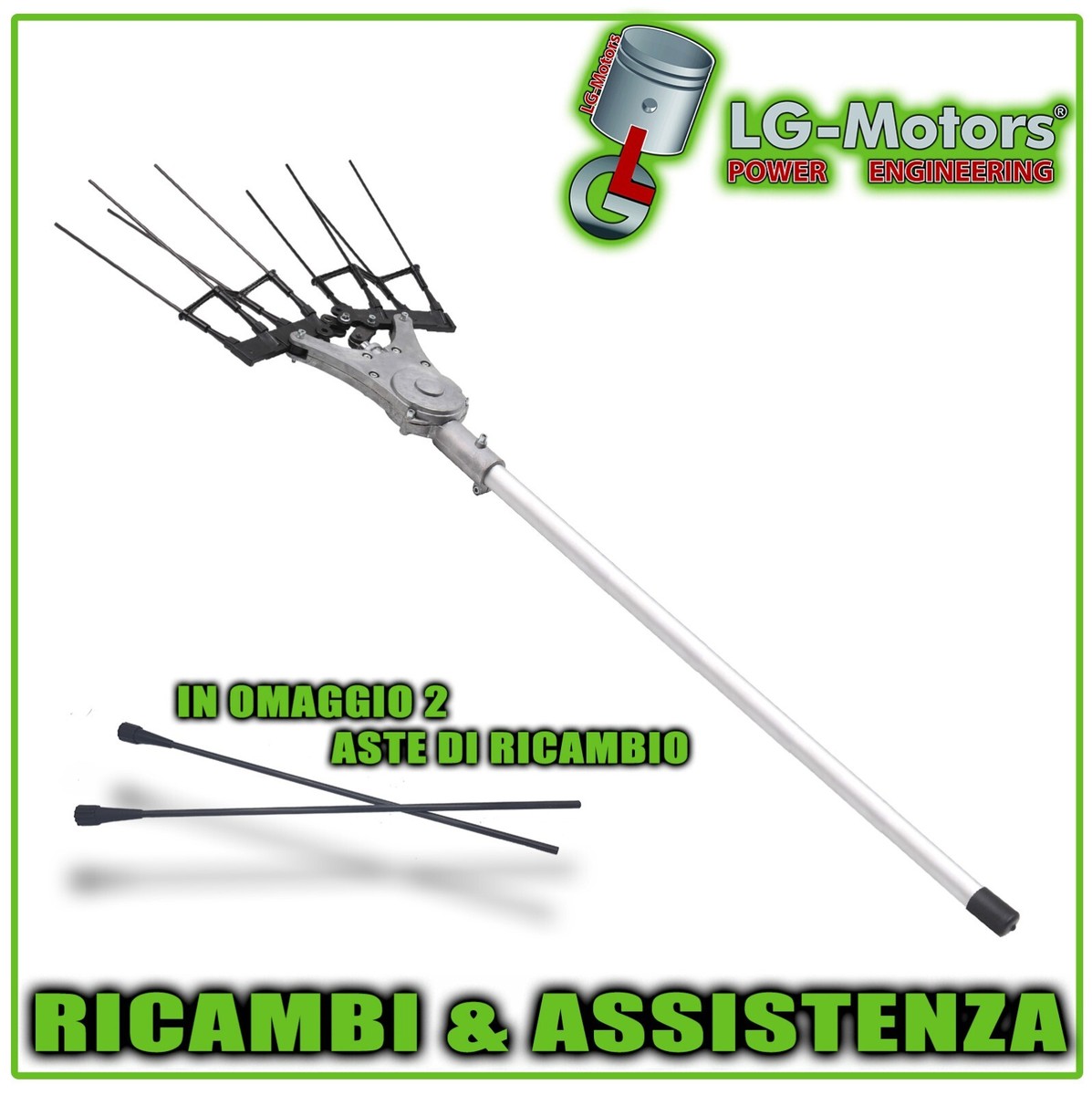 Testa Abbacchiatore Per Decespugliatore – 26 Mm, 9 Denti, 8 Aste In Fibra Di Carbonio, Per Raccolta Olive E Mandorle