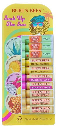 Burt's Bees Chapstick Soak Up the Sun Lip Balm Variety Flavor Pack (10 ct) - NIP - Picture 1 of 2