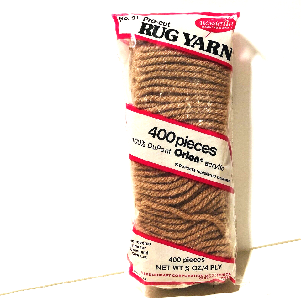 VTG Wonder Art Pre Cut Rug Yarn Orlon Acrylic 400 PC 4231 Brown DLot 14 ...
