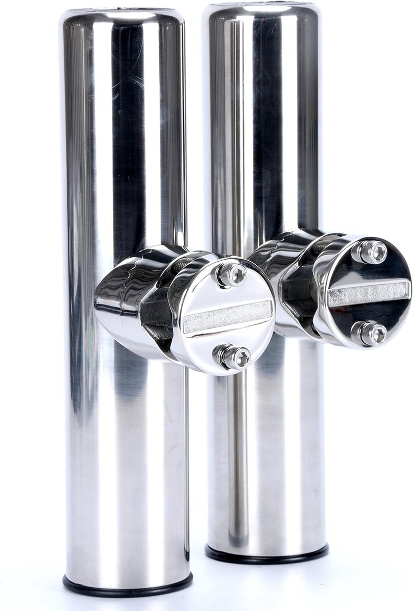 2PCS Stainless Steel Clamp on Boat Fishing Rod Holder for Rails