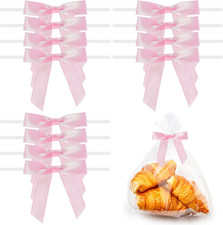 50 Counts Satin Ribbon Pink Bow Decor, 2.5" Premade Pink Twist Tie Bows for Gift