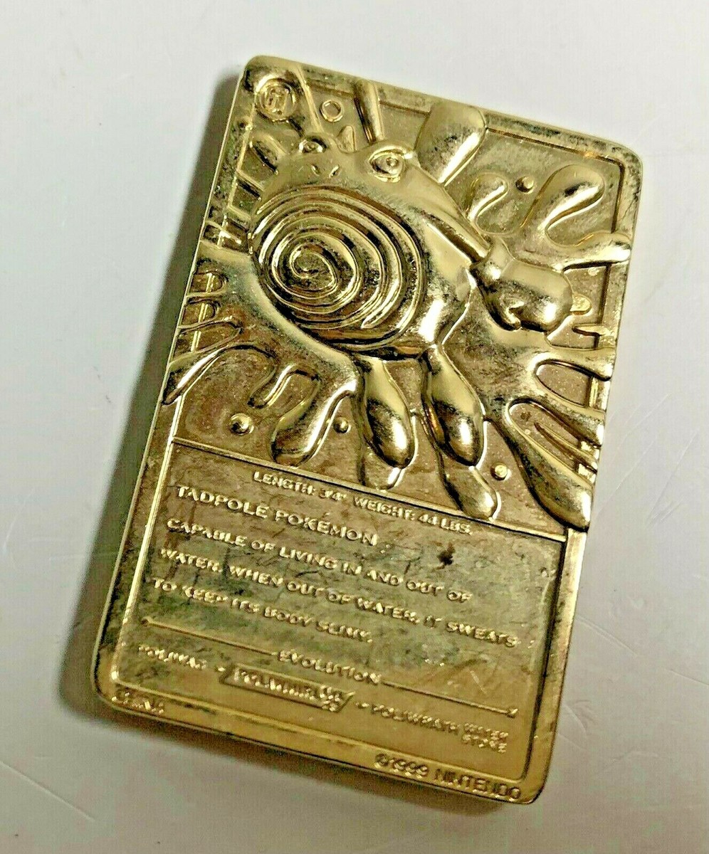 POKEMON 24K Gold Plated Card POLIWHIRL Nintendo 1999