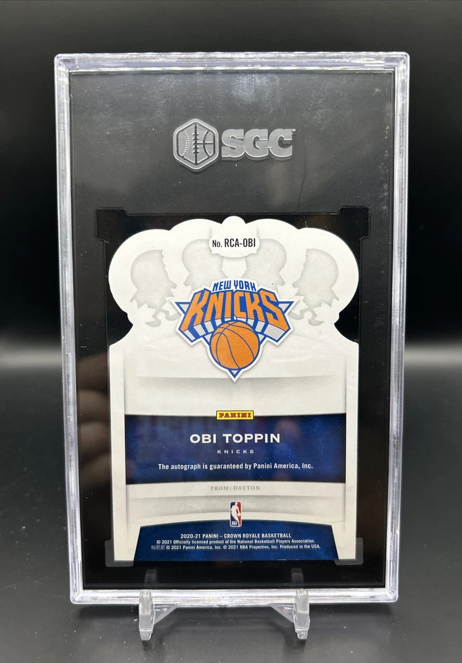 2020-21 Panini Crown Royale Obi Toppin Rookie Auto Gold /10 SSP SGC 9 MINT - Image 2 of 2