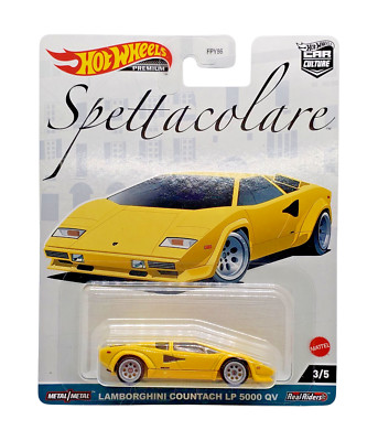 2023 Hot Wheels Premium Lamborghini Countach LP 5000 QV #3 Yellow Car Culture