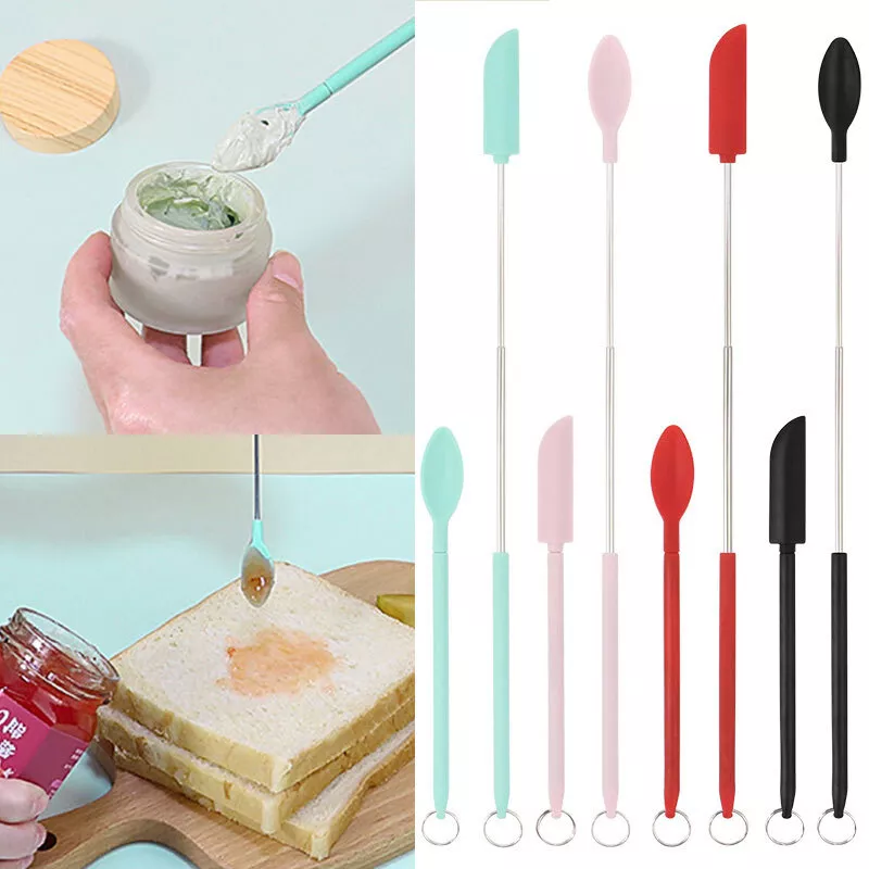 Mini Silicone Telescopico Spatola Trucco Raccogliere Col Cucchiaio Cucina  Kit ♪