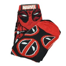 Marvel Deadpool Character 2 Pairs Long Socks Mens Shoe Size 6-12 Red Movie