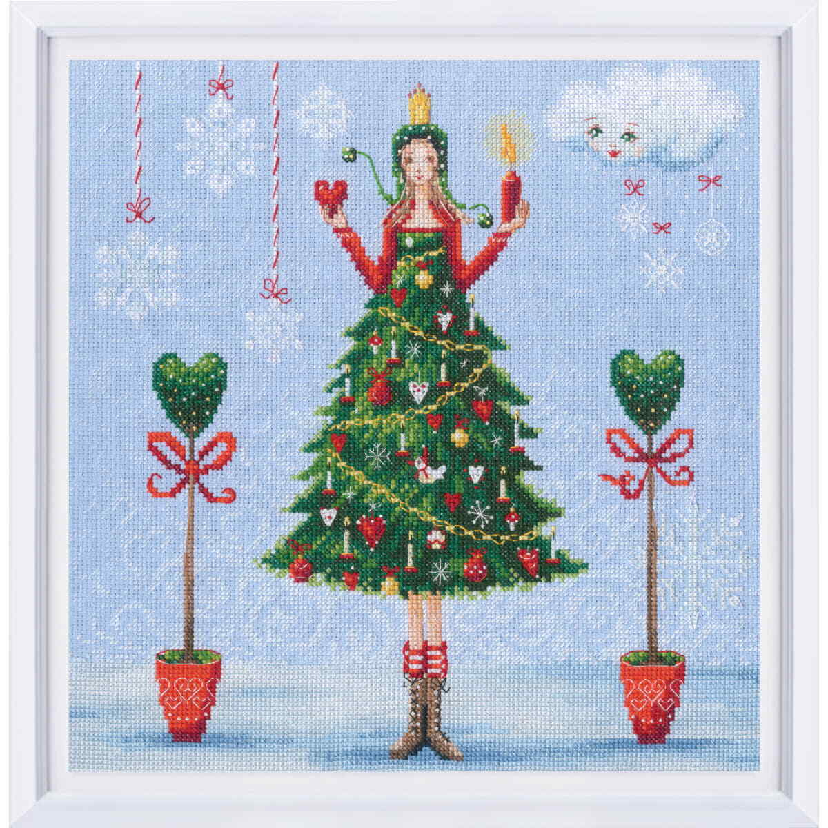 RTO counted cross stitch kit ""Lady in a green dress"", 27,5x27,5cm, DIY