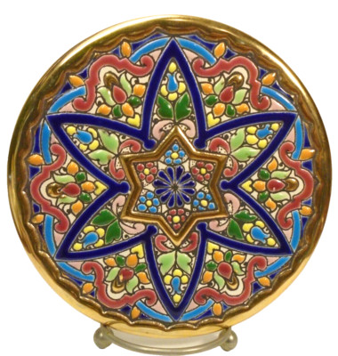 Cercolon Pintado a Mano con Esmaltes y Oro de ley (24K) Espana 5.5