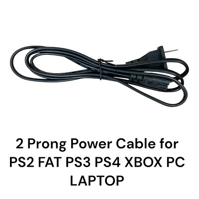 AC Power Cord Cable for PS4 PS3 PS2 Slim Super Slim XBOX PC 2 Prong LAPTOP E3AA