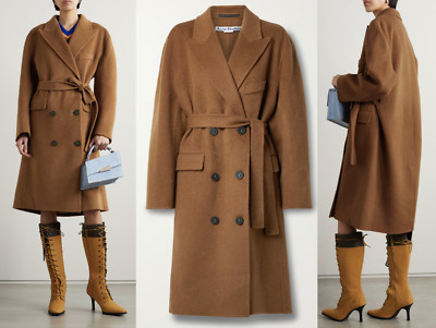ACNE STUDIOS Belted Double-Breasted Brushed Alpaca Coat Mantel Jacke Jacket 36
