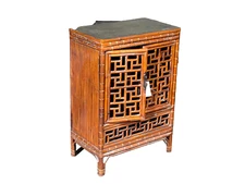 Qing Dynasty Small Bamboo Cabinet with Black Lacquered Top 43" x 23" x 15"