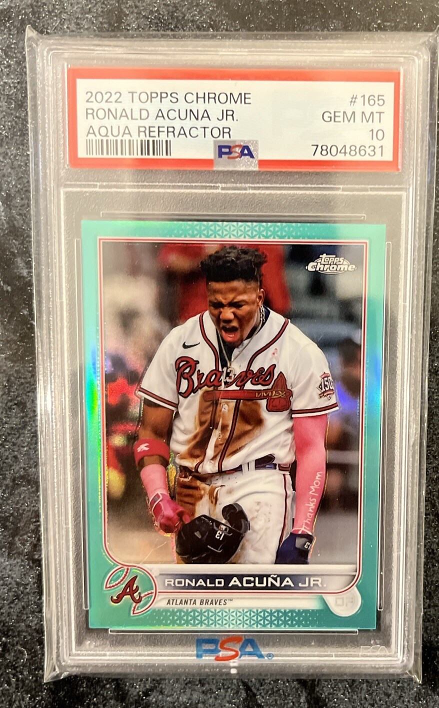 2022 Topps Chrome RONALD ACUNA JR Aqua Refractor /199 #165 PSA 10 GEM MVP