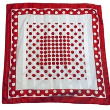Vintage 60's Cherry Red White Polka Dot Sheer Classic Square Scarf MCM MOD 30x30