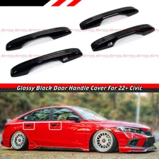 For 2022-2026 Honda Civic Gloss Black Door Handle Cover Trim Overlay Cap Set 4pc