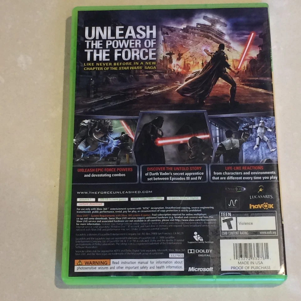 Microsoft XBOX 360 - STAR WARS: THE FORCE UNLEASHED - COMPLETE - Image 2 of 4
