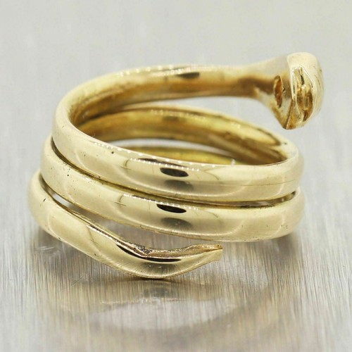 Vintage 0.50Ct Round Cut Lab Created Diamond Snake Ring 14k Yellow Gold Finish - Picture 4 of 6