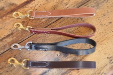 Short Leather Dog Traffic Leash Lead Amish Made 12" FREE Name Color Choice