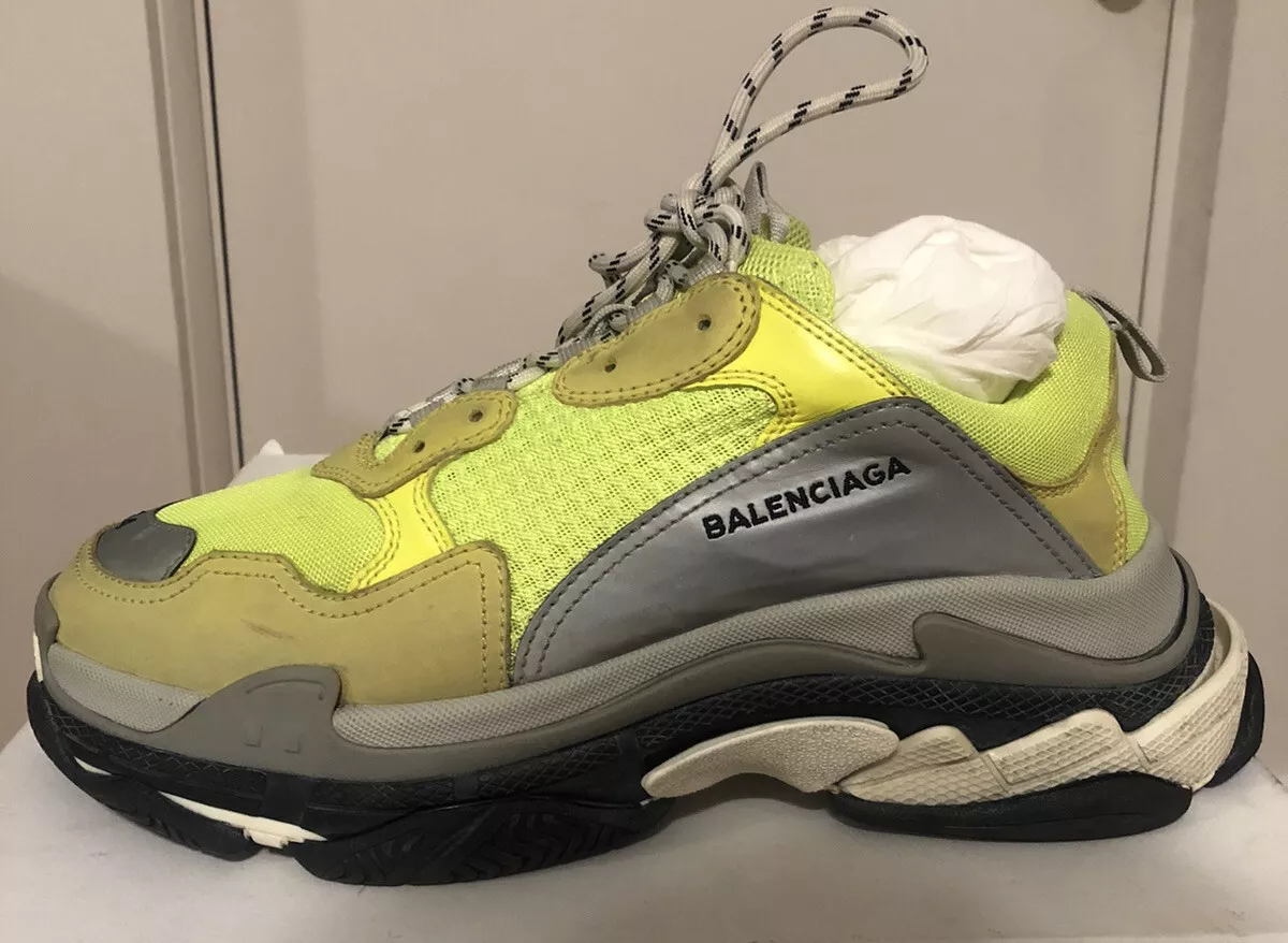 Balenciaga Triple S Sneaker Neon Yellow Grey Speed Flat Trainer 44