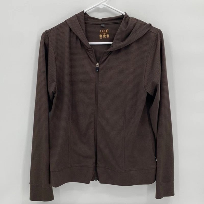 lole stretch hooded long sleeve quick dry full zip jacket