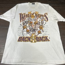 Vintage LA LAKERS 88 87 World Champs Back to Back T-Shirt Size L Caricature