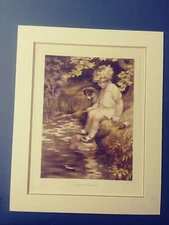 BESSIE P. GUTMANN Print-'CHIP OF THE OLD BLOCK' -Original 1923 BOY PUPPY FISHING