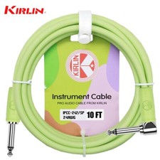 Kirlin 10FT 1/4" Straight to Right Angle Guitar Cable Spring Green IPCC-242-10