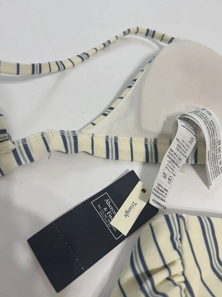 Conjunto de Bikini Abercrombie & Fitch Top Nuevo con Etiquetas (xs) Parte Inferior Sin Etiquetas (s) Rayas Foto 3 de 4