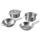 New IKEA DUKTIG Stainless Steel Pan 5-piece toy Kitchen cookware set 001.301.67