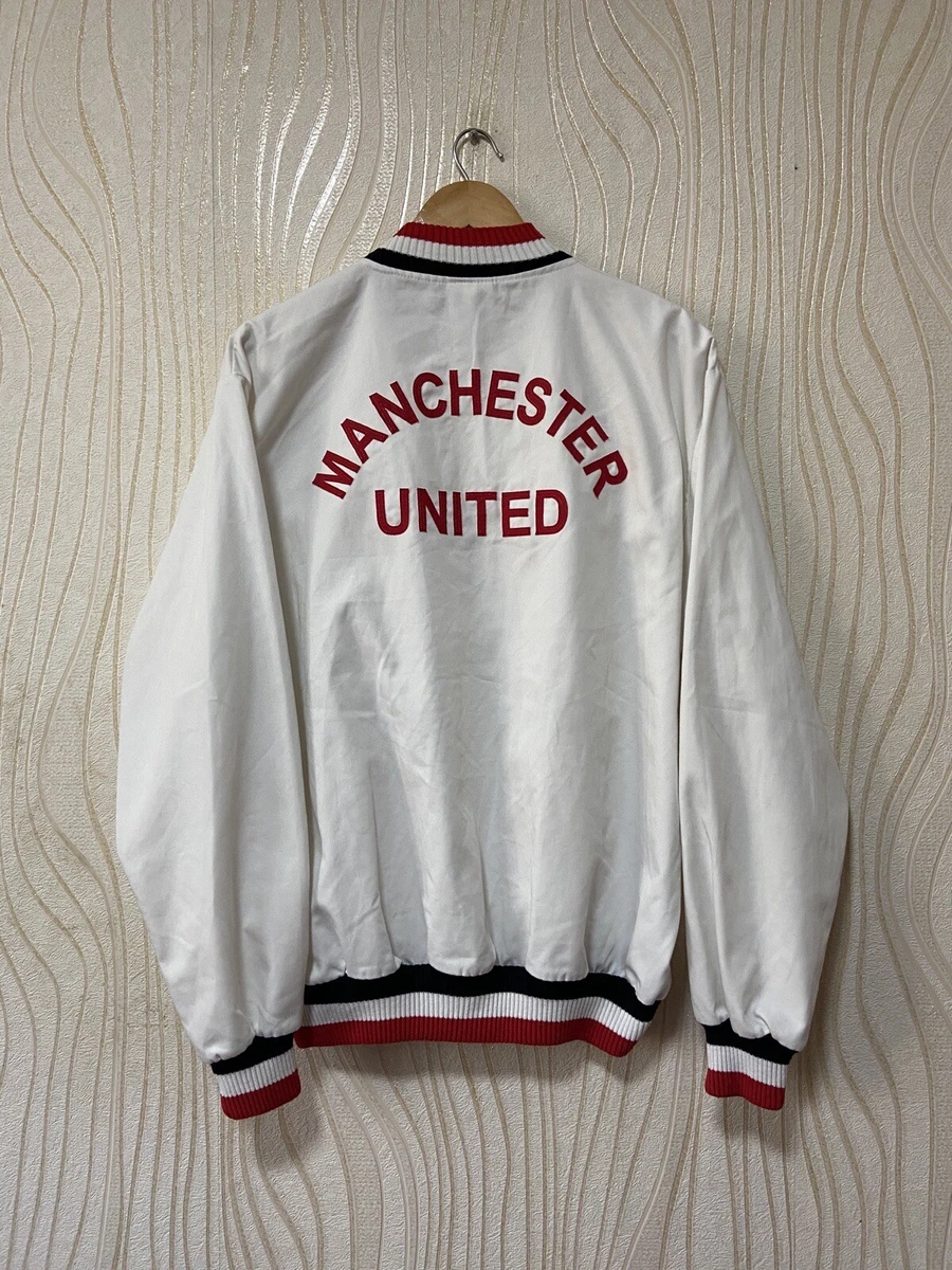 MANCHESTER UNITED RETRO FOOTBALL SOCCER TRACK JACKET SCORE DRAW sz