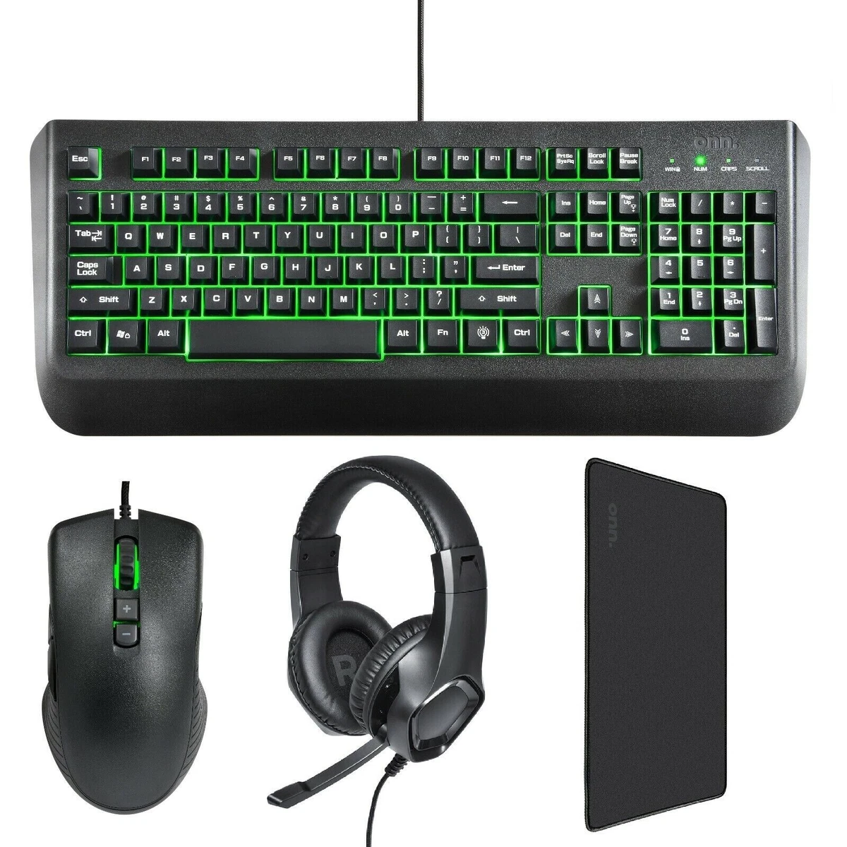 Gaming Set: Gaming Keyboard, Headset, Mouse GREEN