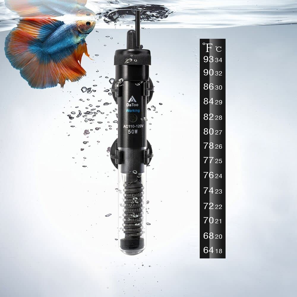 Aquarium Heater Adjustable 50W Submersible Fish Tank Heater with Electronic Chip