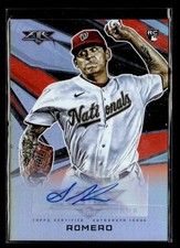 2021 Topps Fire Seth Romero Auto Rookie Card Washington Nationals. rookie card picture