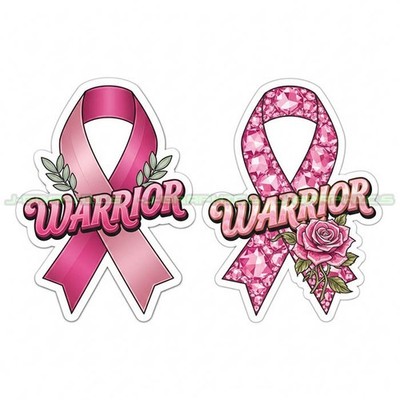 Breast Cancer Pink Vinyl Decal Sticker Fighter Ribbon 2 pack R