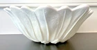 Milk Glass  7" Diameter Round Scalloped Serving Bowl ~ Sunflower Leaves Pattern