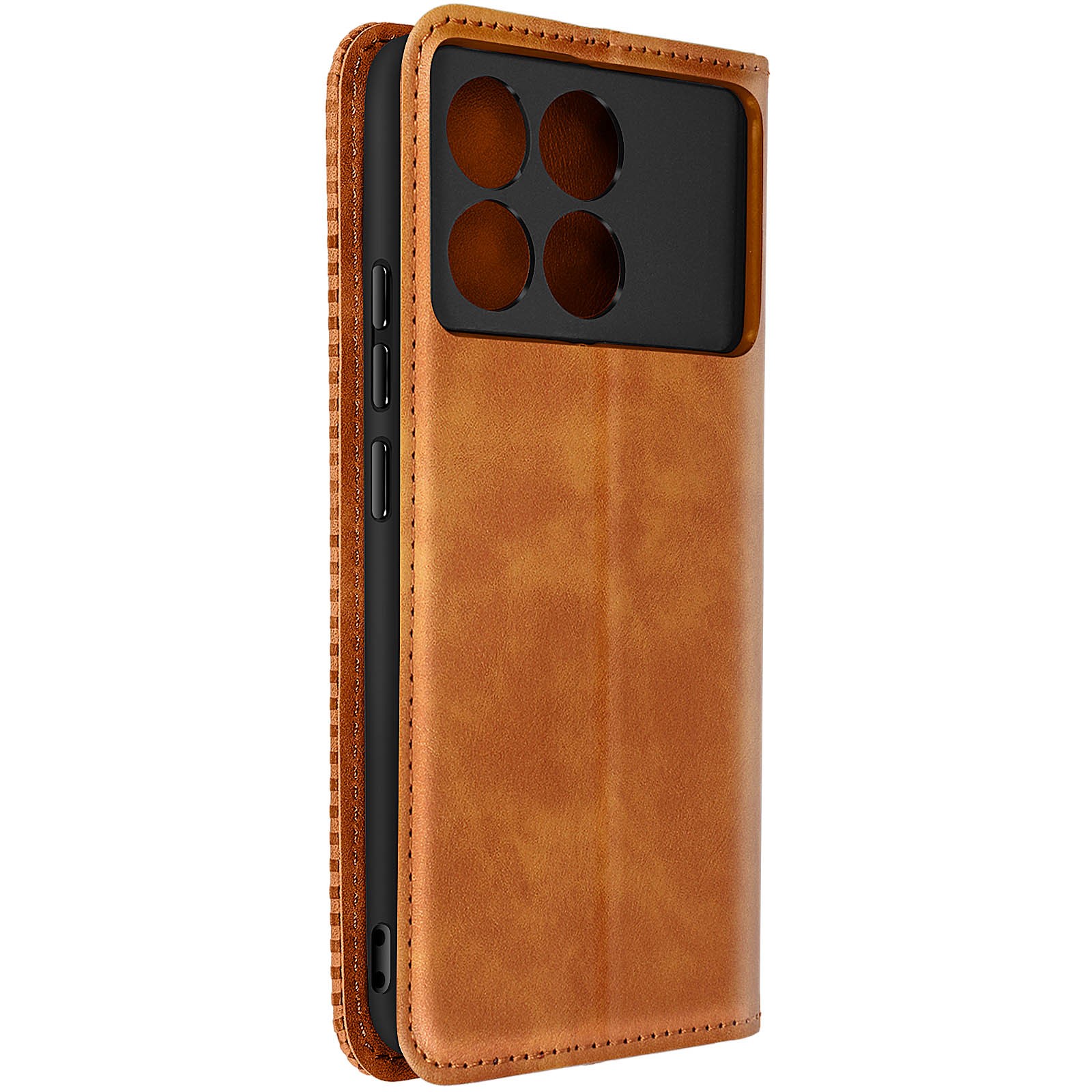 Étui en similicuir mosaïque camel haut de gamme pour Xiaomi Poco X6 Pro